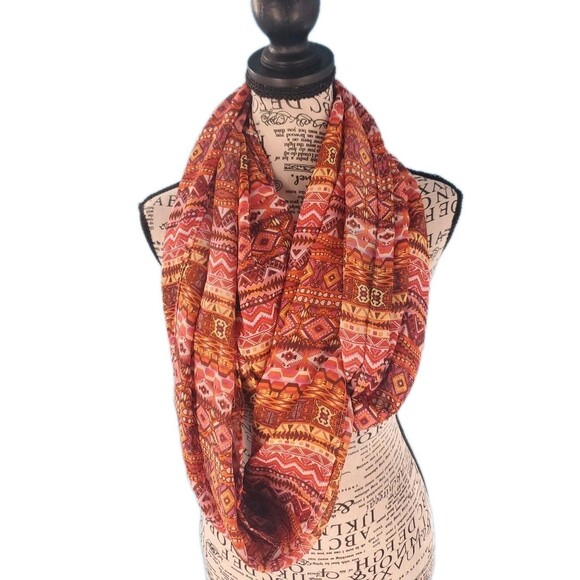 Womens Infinity Scarf Chic Boho Aztec Global Style Warm Color Way Lightweight - Picture 1 of 7